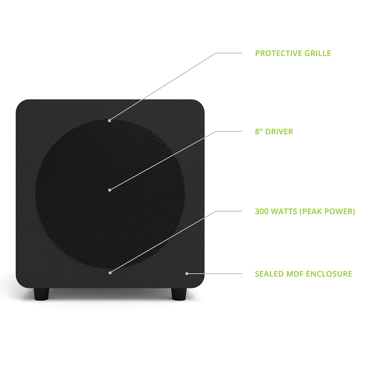 Kanto SUB8 8-inch Sealed Powered Subwoofer (Matte Black)