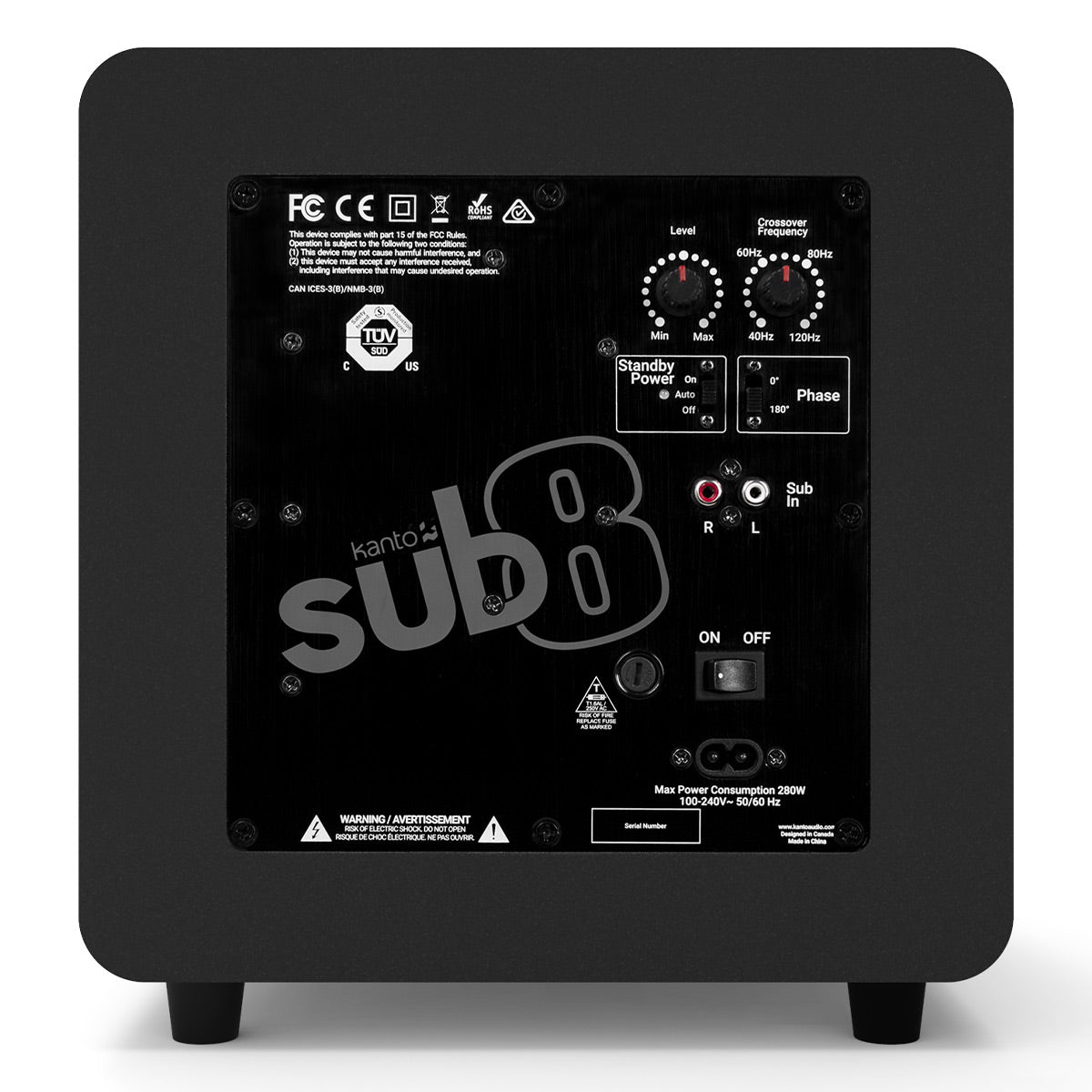 Kanto SUB8 8-inch Sealed Powered Subwoofer (Matte Black)