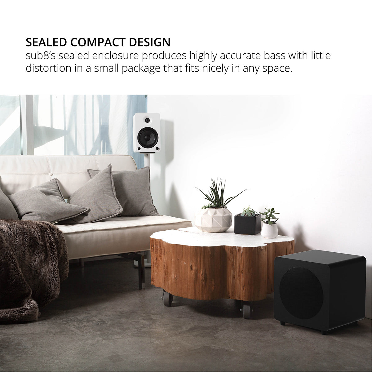 Kanto SUB8 8-inch Sealed Powered Subwoofer (Matte Black)